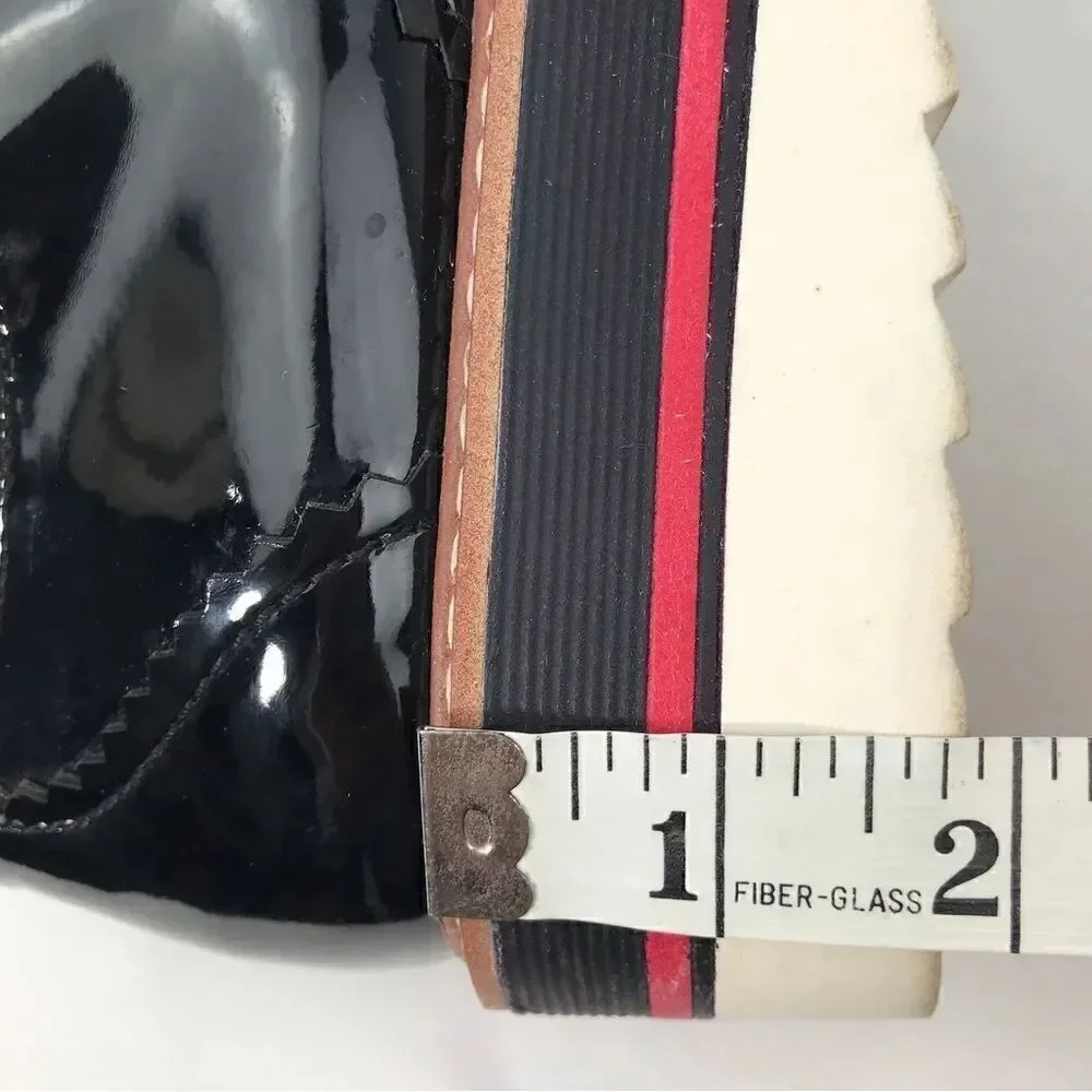 Zara Woman Black Patent Leather Silver Studded Platform Oxford Sneakers